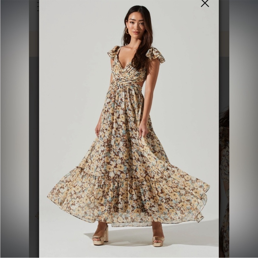 Bohemian Wedding Guest ASTR THE LABEL Primrose Cutout Strappy Maxi Dress
